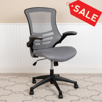 Flash Furniture BL-X-5M-DKGY-GG Mid-Back Dark Gray Mesh Swivel Ergonomic Task Office Chair with Flip-Up Arms